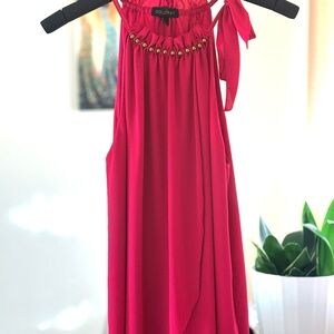 Golday Women's Odelya Tulip Detail Vibrant Pink Sleeveless Blouse